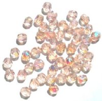 50 6mm Faceted Light Pink AB Firepolish Beads